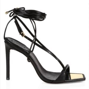 SCHUTZ Vikki Black Leather Lace Up Sandals 8